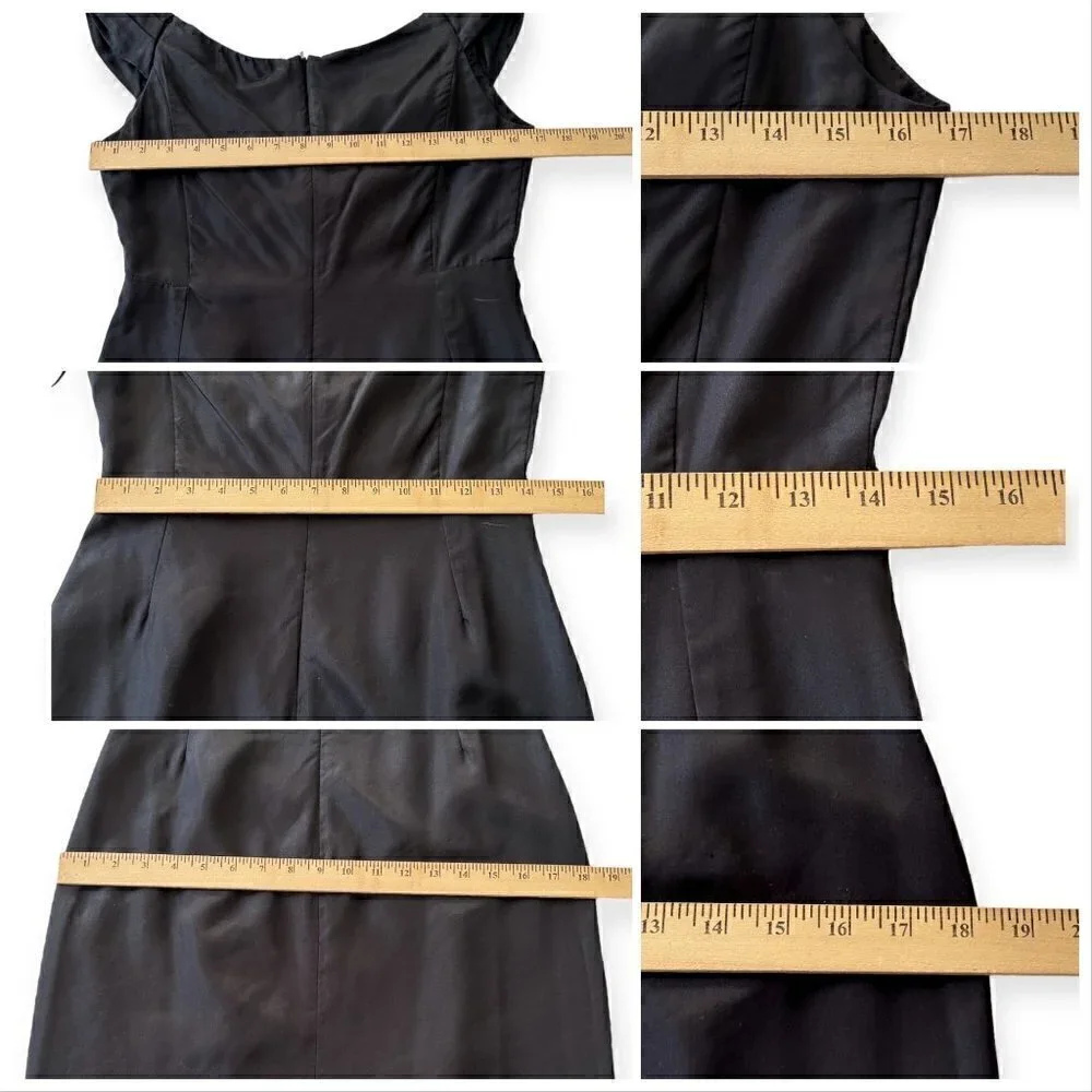 New with Tags,‎ Black Halo Silk Sleeveless Pleated Sheath Dress, Size 8, Black - Picture 13 of 15